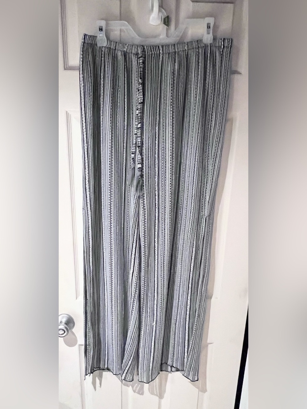 Time and Tru Vertical Striped Sheer Swim Suit Cover Pants Size Large